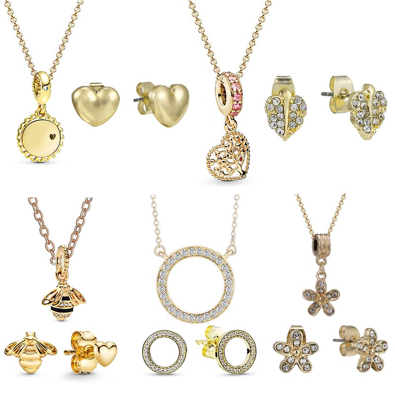 Gold Color Crystal Jewelry Sets NE+EA 20 Styles Fine Earrings Necklace Jewelry Set For Women Wedding Jewelry Dropshippig