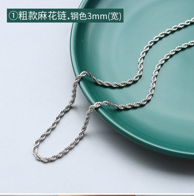 Gold Color Cuban Snake Rope Shape Chains Necklace Collars Stainless Steel Mixed Style Long Chains  Party Gift