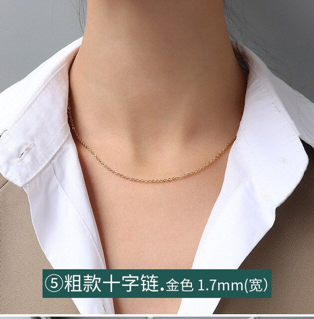 Gold Color Cuban Snake Rope Shape Chains Necklace Collars Stainless Steel Mixed Style Long Chains  Party Gift