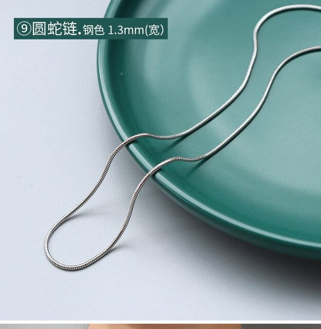 Gold Color Cuban Snake Rope Shape Chains Necklace Collars Stainless Steel Mixed Style Long Chains  Party Gift