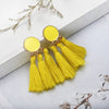 Gold Color Fashion Statement Tassel Earrings Round Drop Earrings for Women Female Sequin Wedding Long Fringed Earrings Jewelry