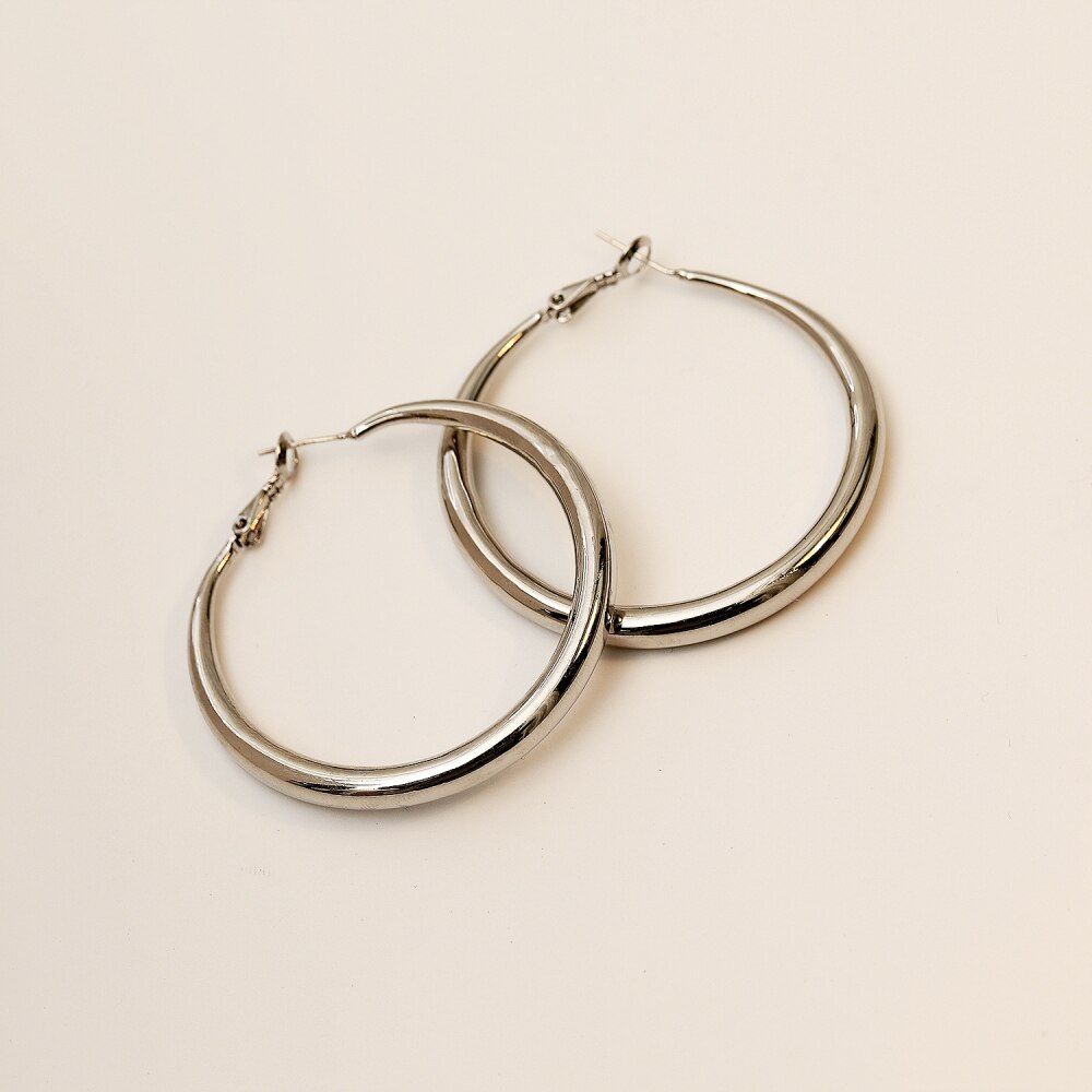 Gold Color Geometry Big Circle Stud Earrings For Women Party Gifts Female Hoop Trendy Accessory Jewelry Korean 2022