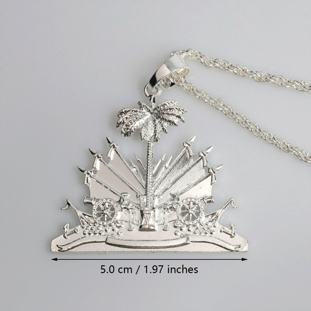 Gold Color Haiti Plant Pendant Necklace for Women Girls Ayiti Items Haiti Ethnic Jewelry Gifts #J0509