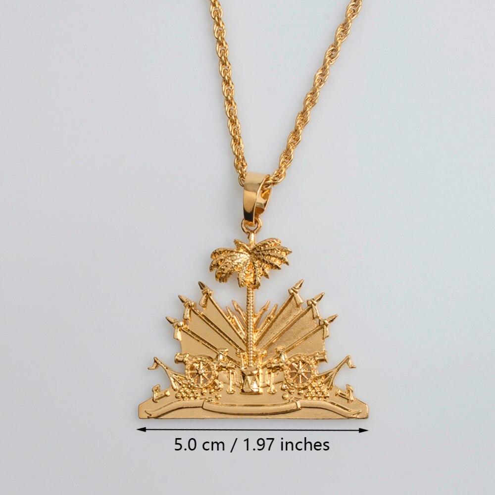 Gold Color Haiti Plant Pendant Necklace for Women Girls Ayiti Items Haiti Ethnic Jewelry Gifts #J0509