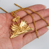 Gold Color Haiti Plant Pendant Necklace for Women Girls Ayiti Items Haiti Ethnic Jewelry Gifts #J0509