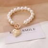 Gold Color Heart locket Pendant Necklace For Women Imitation Pearls Choker Necklaces Female Jewelry
