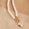 Gold Color Heart locket Pendant Necklace For Women Imitation Pearls Choker Necklaces Female Jewelry