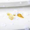 Gold Color Hollow Butterfly Small Earrings Elegant Fan Shaped Women Stainless Steel Stud Earrings Jewelry Pendientes BFF