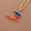 Gold Color  I LOVE HAITI Flag Map Pendants Necklace Ayiti Jewelry Maps of Haiti More Map Design Go To My Store #J0607