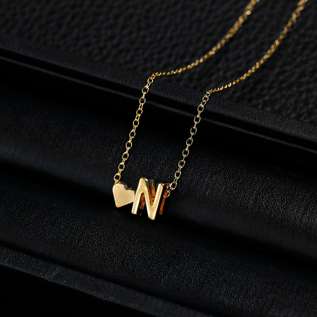 Gold Color Letter Heart Initial Choker Necklace For Women  Dainty 26 Alphabet Pendant Girls Clavicle Jewelry Lover Gifts