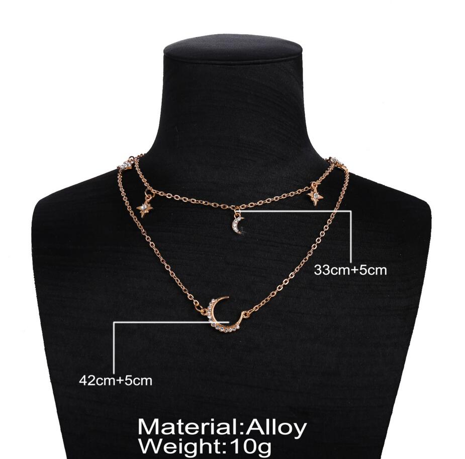 Gold Color Long Tassel Moon Necklaces & Pendants For Women Multi Layer Sequins Choker Necklace Chain Star Chokers Christmas Gift