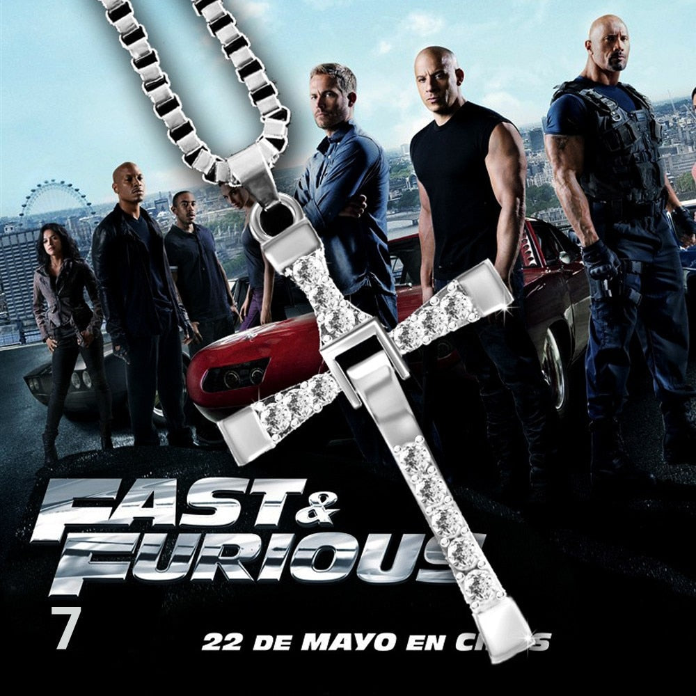 Gold Color Male Necklaces & Pendants Movie Jewelry The Fast and The Furious Toretto Men Classic Cross Pendant Necklace