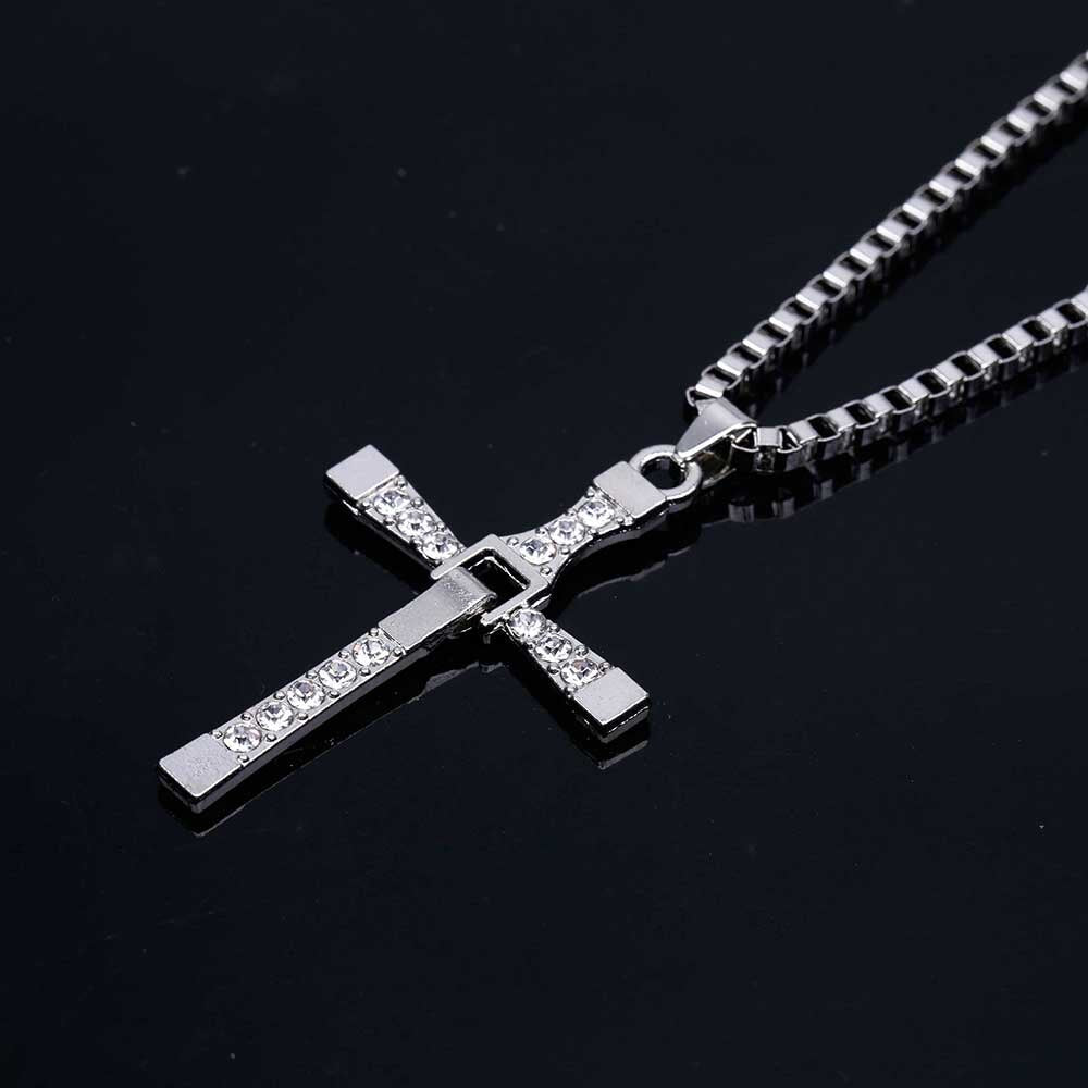 Gold Color Male Necklaces & Pendants Movie Jewelry The Fast and The Furious Toretto Men Classic Cross Pendant Necklace