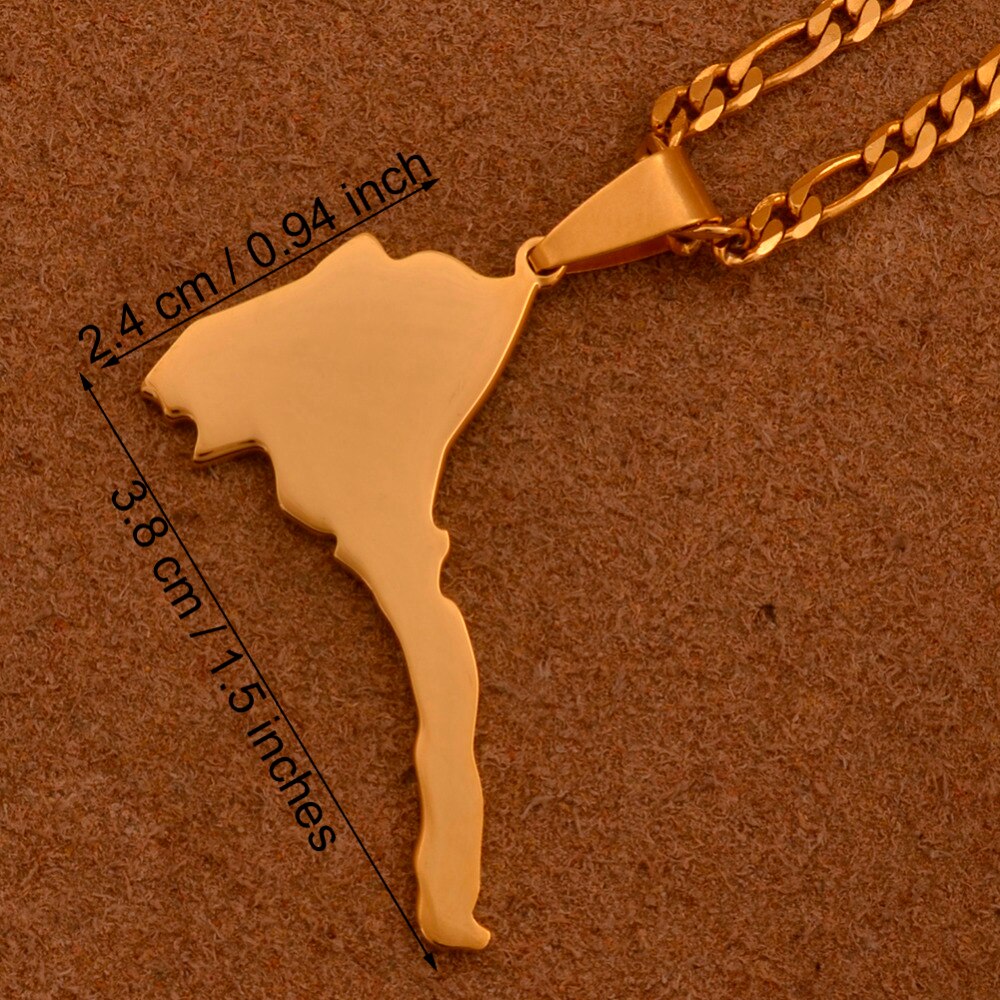 Gold Color Map of Eritrea Pendant Necklace for Women Men Ethnic Gifts Jewelry Figaro Chain Africa Eritrean Maps #J0524