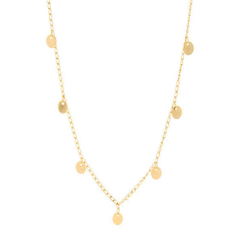 Gold Color Necklace Drop Dangle Ladies Chain Pendant Boho Choker Long Double Sequin Necklace