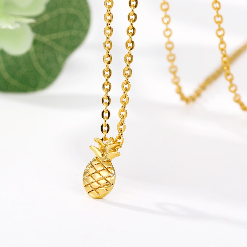 Gold  Color Pineapple Necklace For Women Girls Lover's  Long Chain Pendant Necklaces Engagement Boho Jewelry Birthday Gift