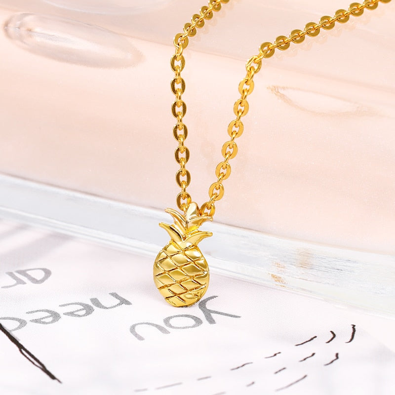 Gold  Color Pineapple Necklace For Women Girls Lover's  Long Chain Pendant Necklaces Engagement Boho Jewelry Birthday Gift