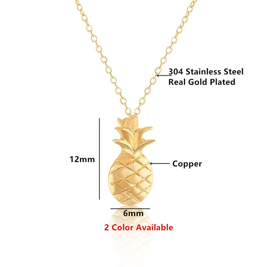 Gold  Color Pineapple Necklace For Women Girls Lover's  Long Chain Pendant Necklaces Engagement Boho Jewelry Birthday Gift