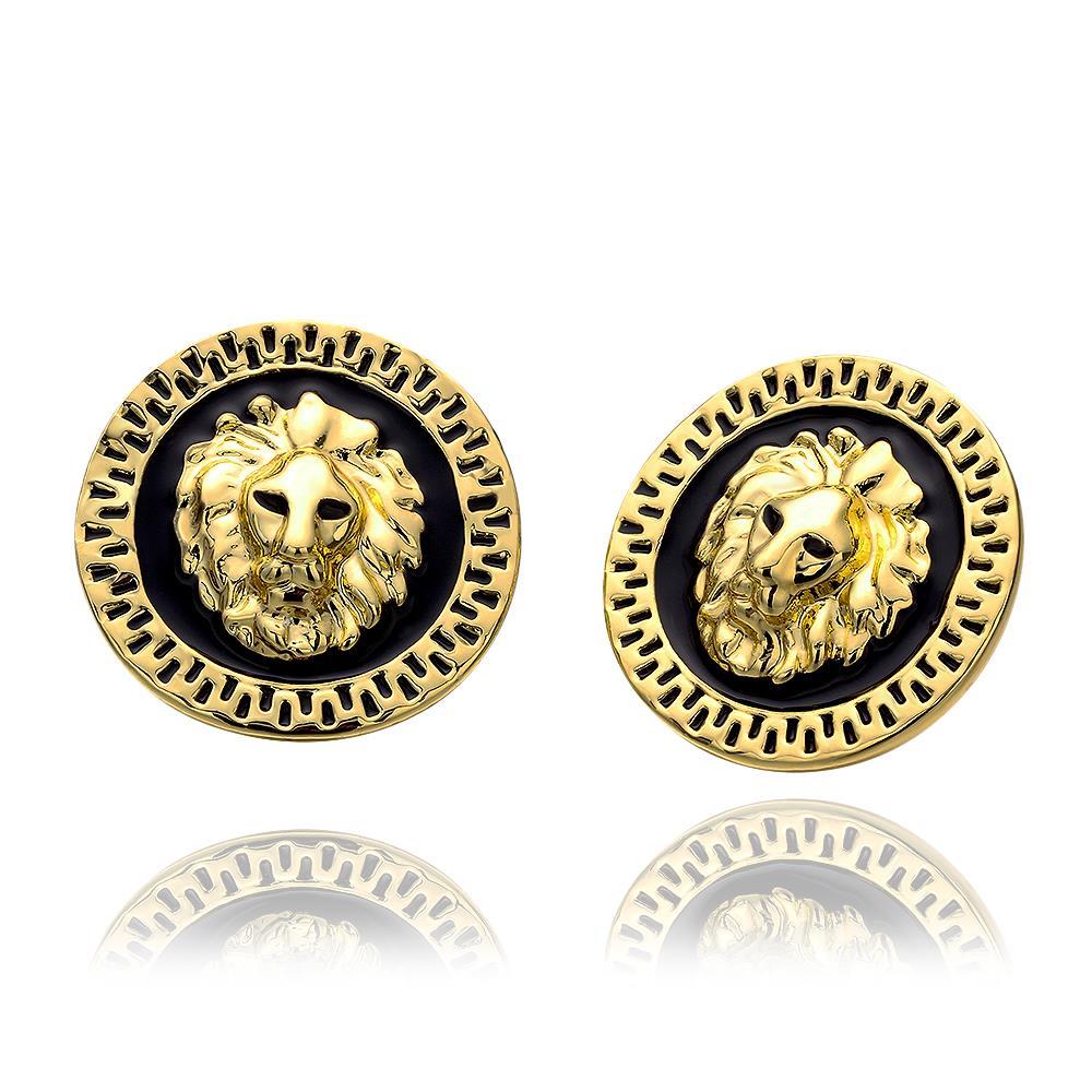 Gold Color Powerful Lion Punk Stud Earrings,European Co Men&Women Jewelry Wanita Cantik Anting Bijoux Online Shopping