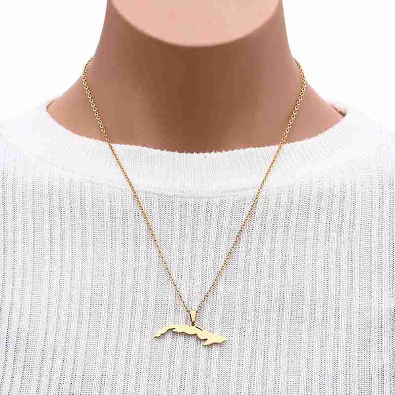 Gold Color Small Size Map Jewelry Steel Cuba Necklaces Map For Women Pendant Anniversary Gift