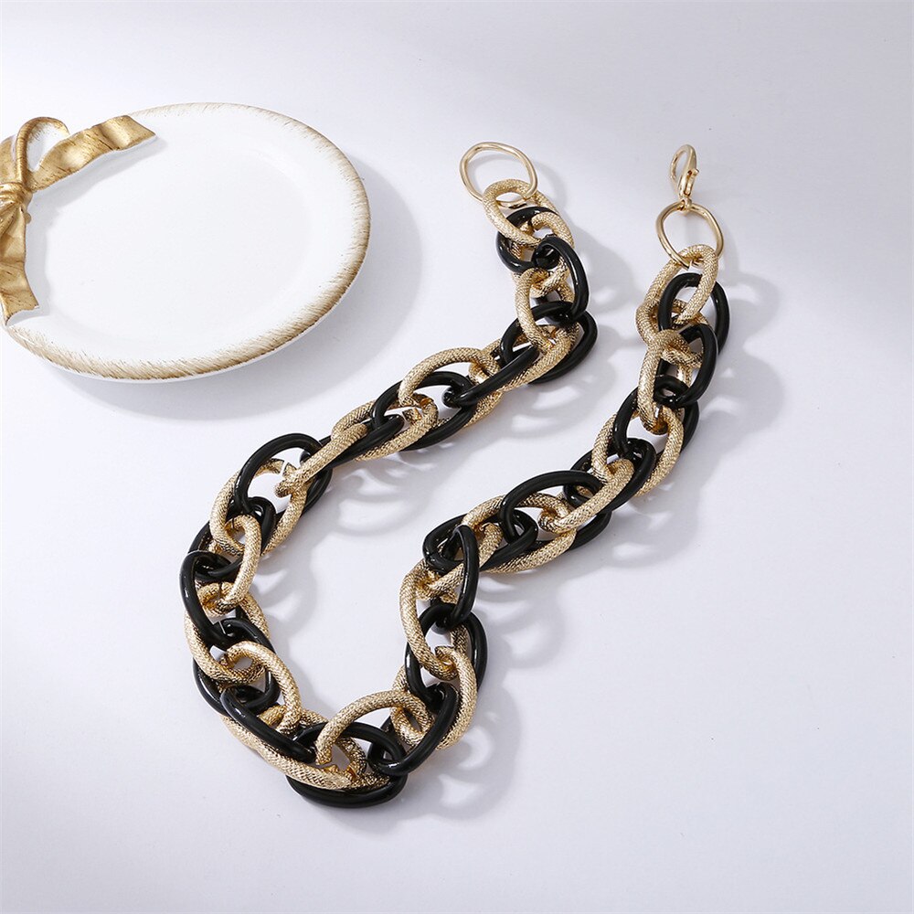 Gold Color Statement Matte Chunky Twist Chain Choker Necklaces For Women Boho Splicing Ethnic Necklace Girls Jewelry