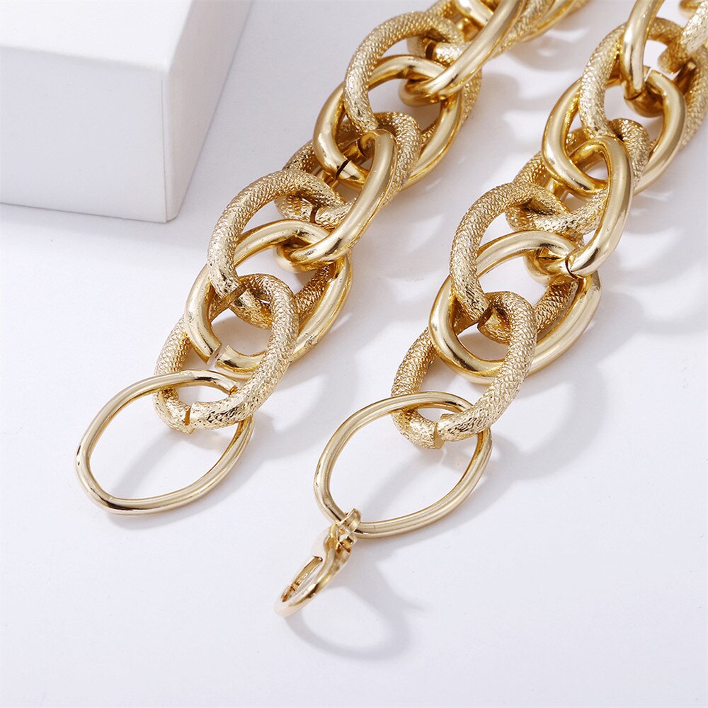 Gold Color Statement Matte Chunky Twist Chain Choker Necklaces For Women Boho Splicing Ethnic Necklace Girls Jewelry