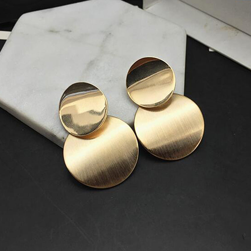 Gold Color Statement earrings 2020 Geometric Circle Metal drop Earrings for Women Fashion Round Dangle earing Vintage jewelry