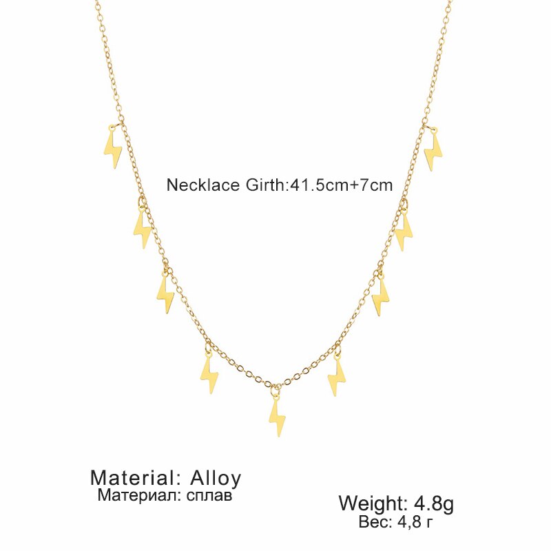 Gold Color Tassel Lightning Necklace for Women Girl Choker Pendant Chain Necklaces Jewelry Accessories Necklace 2021 New