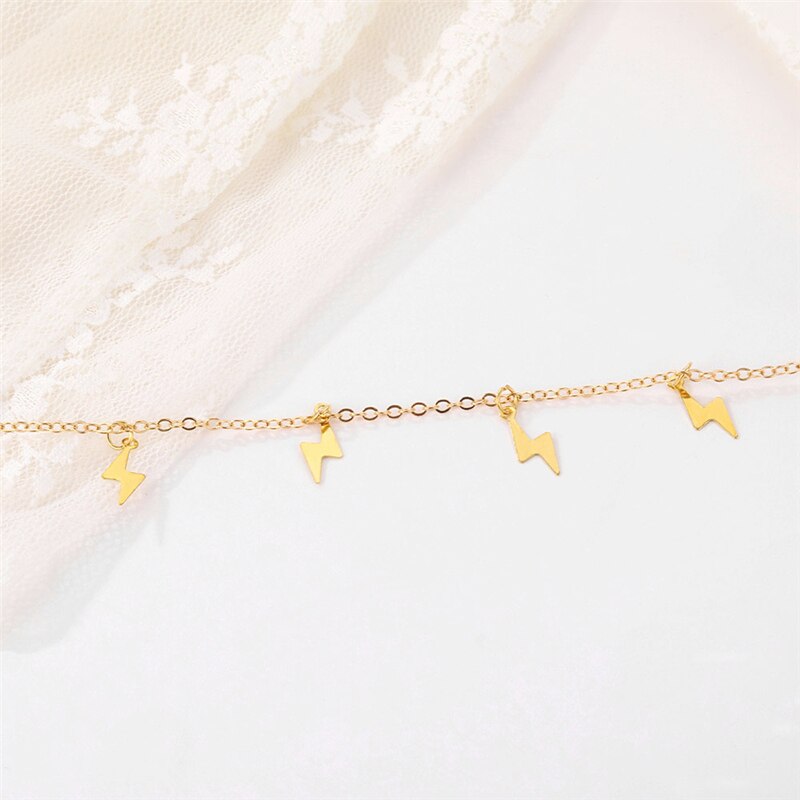 Gold Color Tassel Lightning Necklace for Women Girl Choker Pendant Chain Necklaces Jewelry Accessories Necklace 2021 New