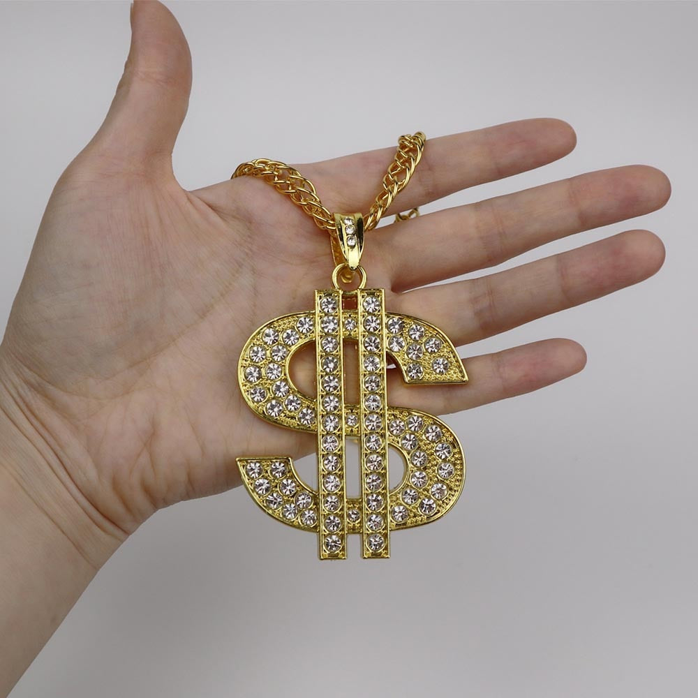 Gold Color US Dollar Pendant Necklace For Men Gangster Chain Accessories Hiphop Rap Jewelry Money For Women/Men Bling Jewelry