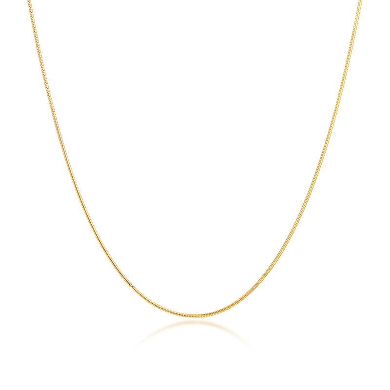 Gold Color Women Snake Chain Necklace 1mm Ultra Thin Round Choker Necklace Stainless Steel Valentines Gift 16" to 20"