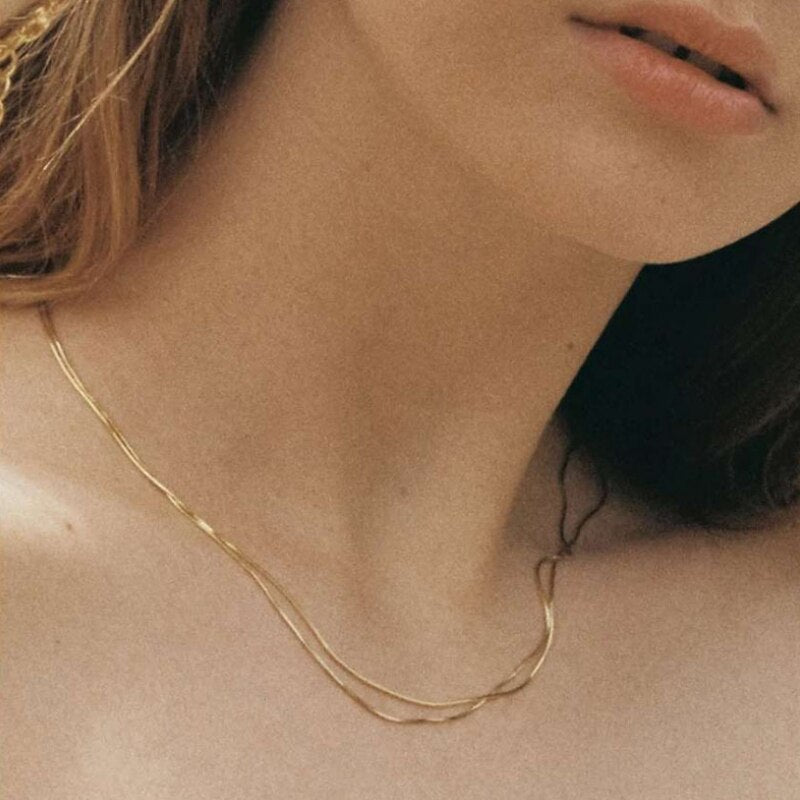 Thin Snake Chain Necklace Gold