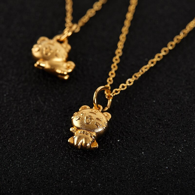 Gold Color Zodiac Chinese Year Mascot Year of The Tiger Cute Necklace For Men Women  Jewelry Birthday Gift 1PC 2022