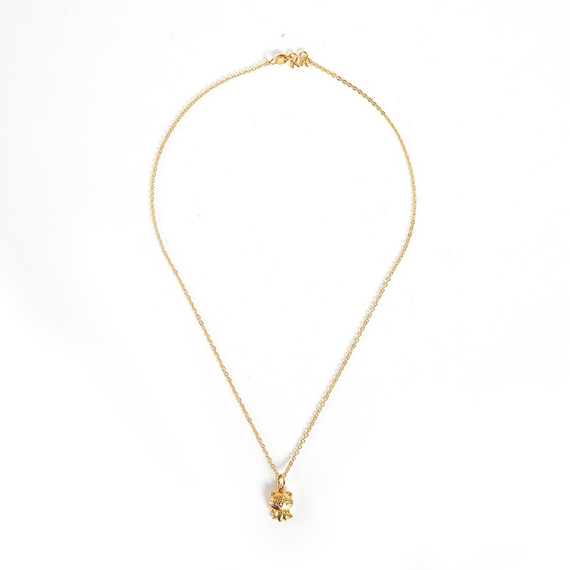 Gold Color Zodiac Chinese Year Mascot Year of The Tiger Cute Necklace For Men Women  Jewelry Birthday Gift 1PC 2022