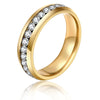 Gold Colour Rhinestones Finger Rings Gold Crystal Ring Wedding Rings For Women 361L Stainless Steel Rhinestone Jewelry