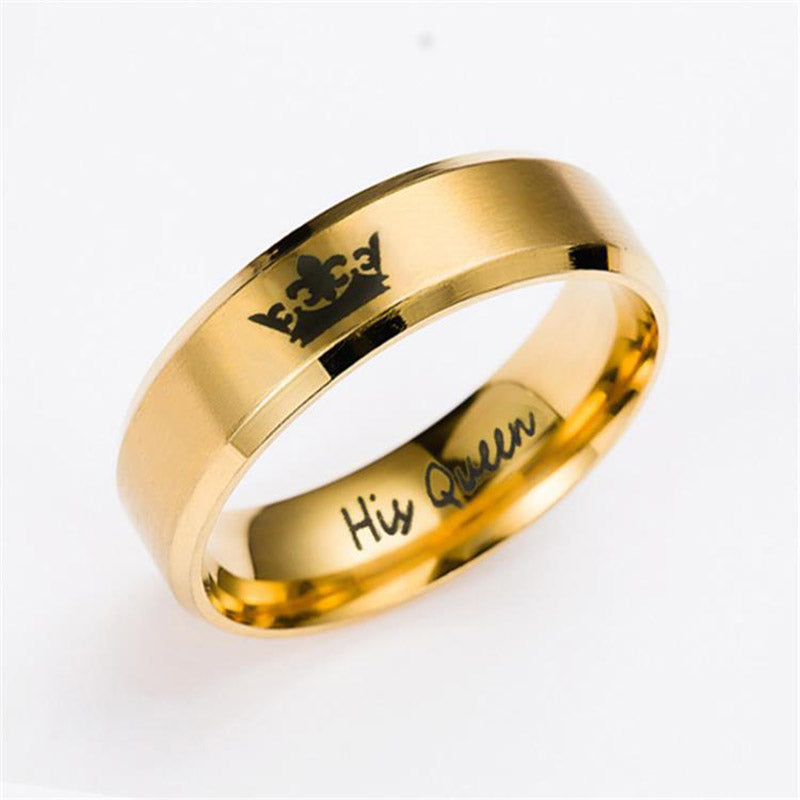 Gold Crown Couple Ring King Queen Stainless Steel Lovers Love Promise anillos wedding rings For Men Women jewelry bijoux femme
