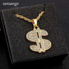 Gold Dollar Sign Shape Alloy Crystal Pendant Necklace Hip Hop Jewelry For Men Boy Birthday Party Gift Wedding Male Accessories