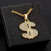 Gold Dollar Sign Shape Alloy Crystal Pendant Necklace Hip Hop Jewelry For Men Boy Birthday Party Gift Wedding Male Accessories