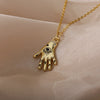 Gold Fatima Hand Evil Eye Necklace For Women Stainless Steel Lucky Clavicle Chain Pendant Necklaces 2023 Trend Jewelry collares