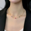 Gold Filled Rainbow Necklace with Charm Colorful Zirconia Stone Choker Necklace Rainbow Woman colgantes mujer moda