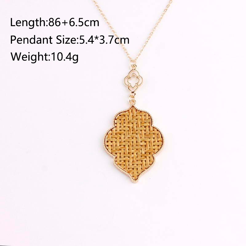 Gold Frame Border Teardrop Magnolia Pendant Necklace Moroccan Pendant Necklaces Long Chain Moroccan Pendant Necklaces