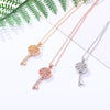 Gold Hollow Sun Flower Key Pendant Necklace For Women friends Simple CZ Zircon Gold Choker Neckalce Female Trendy Jewelry Gift