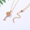 Gold Hollow Sun Flower Key Pendant Necklace For Women friends Simple CZ Zircon Gold Choker Neckalce Female Trendy Jewelry Gift