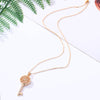 Gold Hollow Sun Flower Key Pendant Necklace For Women friends Simple CZ Zircon Gold Choker Neckalce Female Trendy Jewelry Gift