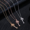 Gold Hollow Sun Flower Key Pendant Necklace For Women friends Simple CZ Zircon Gold Choker Neckalce Female Trendy Jewelry Gift