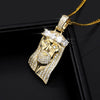 Gold Jesus Christ Head Chain Stainless Steel Religious Classic Crown Jewel Cube Crystal Necklace Hip Hop Christ Pendant Ornament