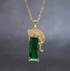Gold Leopard Totem With Crystal Diamond Prase Pendant Necklace Panther Jewelry