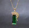 Gold Leopard Totem With Crystal Diamond Prase Pendant Necklace Panther Jewelry