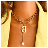 Gold Letter B Pendant Chokers For Women Irregular Pearl Jewelry Party Gift Statement Choker Thick Chain Necklace Punk Collar