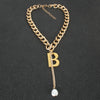 Gold Letter B Pendant Chokers For Women Irregular Pearl Jewelry Party Gift Statement Choker Thick Chain Necklace Punk Collar